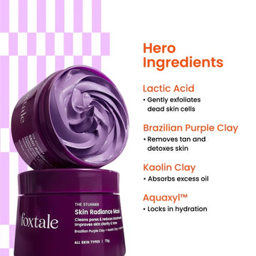 Purple Clay Mask - Remove tan & blackheads + Brighten skin in just 10 minutes